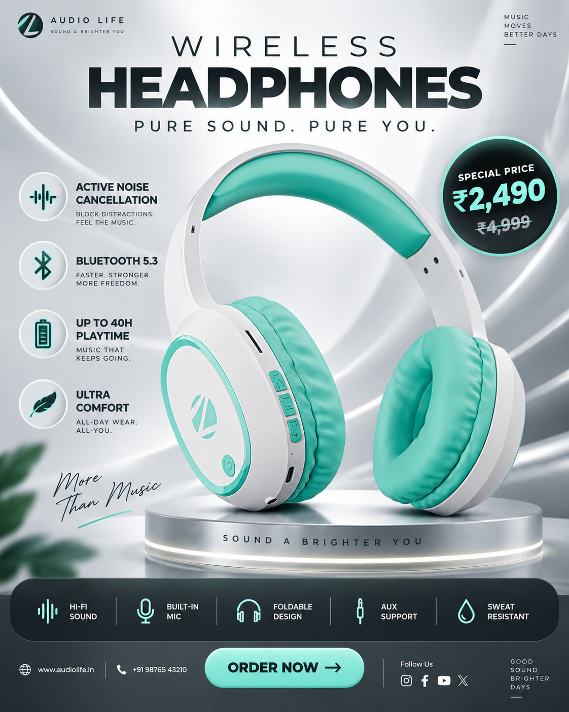 Acoustic Headphones generated with PromptKit Pro